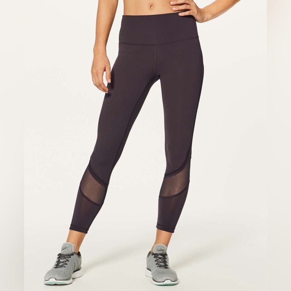 Lululemon Fresh In Mesh Tight (25") Pelt purple maroon leggings mesh